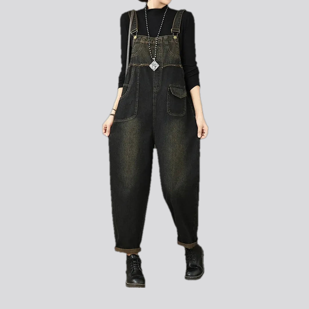 Smoothed Vintage Baggy Fit Women's Denim Dungaree | Jeans4you.shop