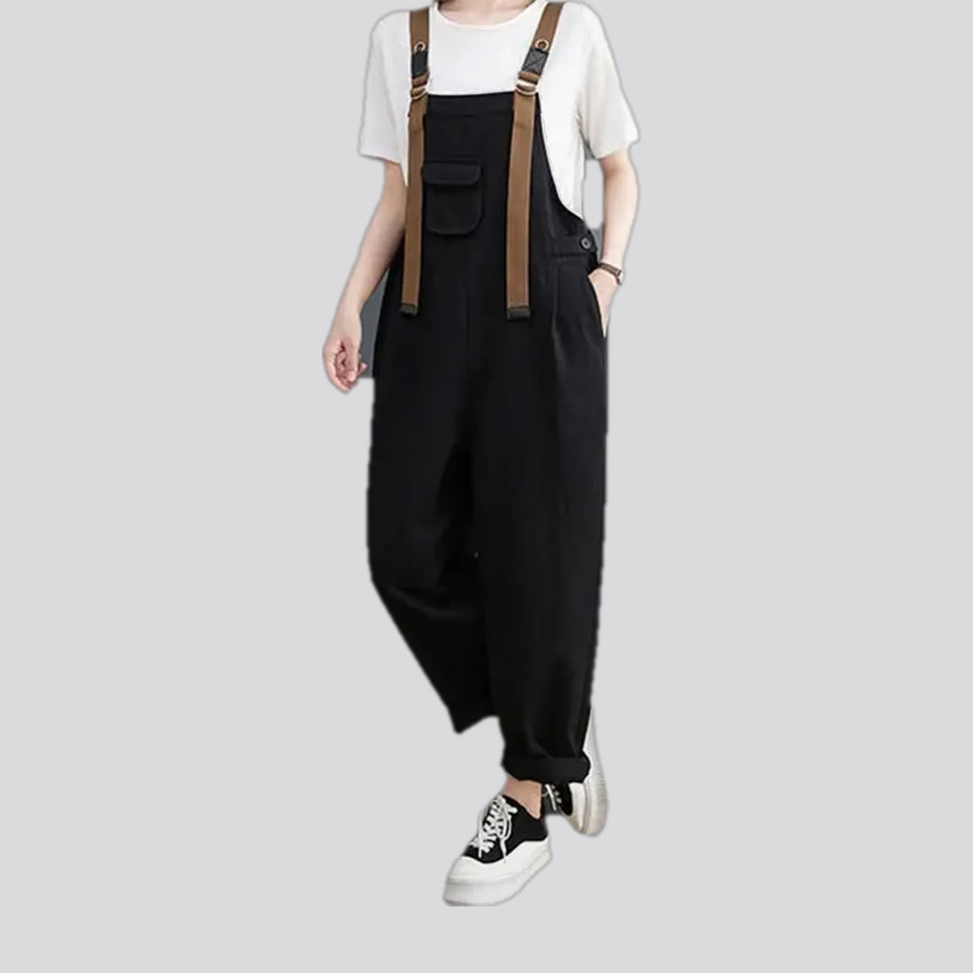 Baggy style monochrome women's denim overall