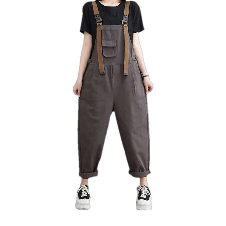 Baggy Style Monochrome Women's Denim Overall - Grey