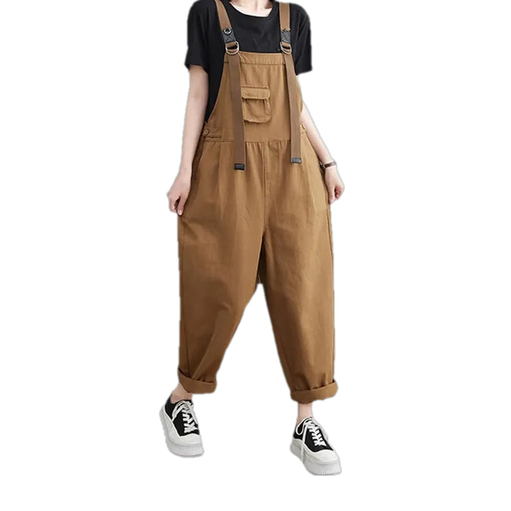 Baggy Style Monochrome Women's Denim Overall - Sand