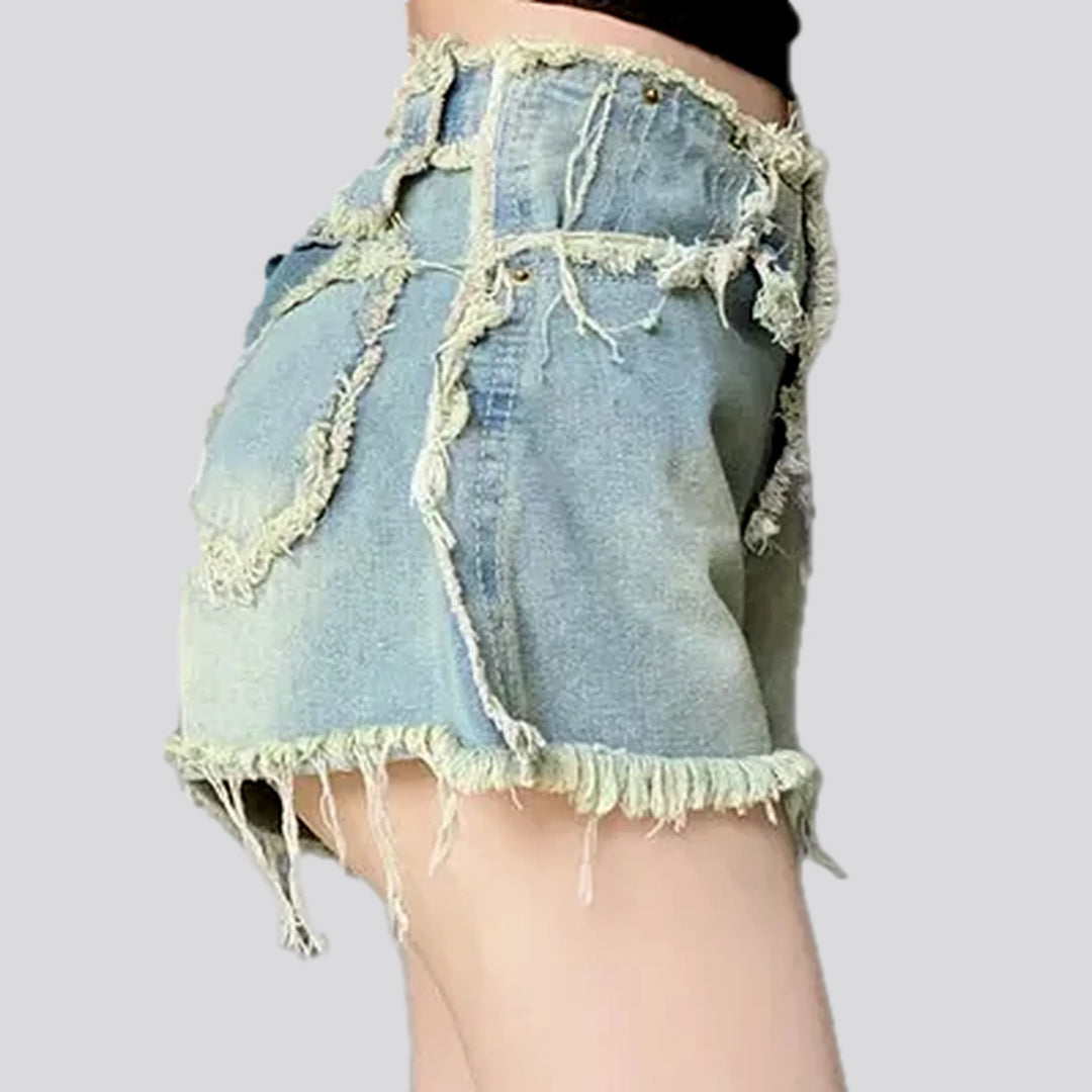 Distressed and stylish women's jean shorts