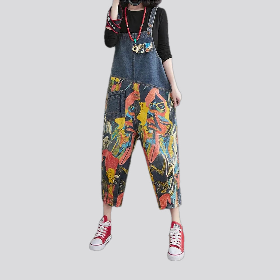 Stylish Street Art Baggy Jean Dungaree for Women | Jeans4you.shop