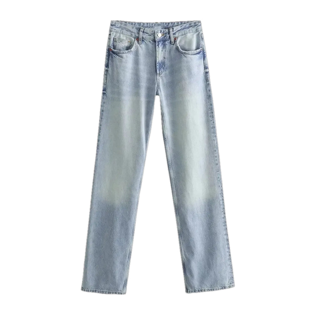 Faded Casual Jeans for Women - Light Blue