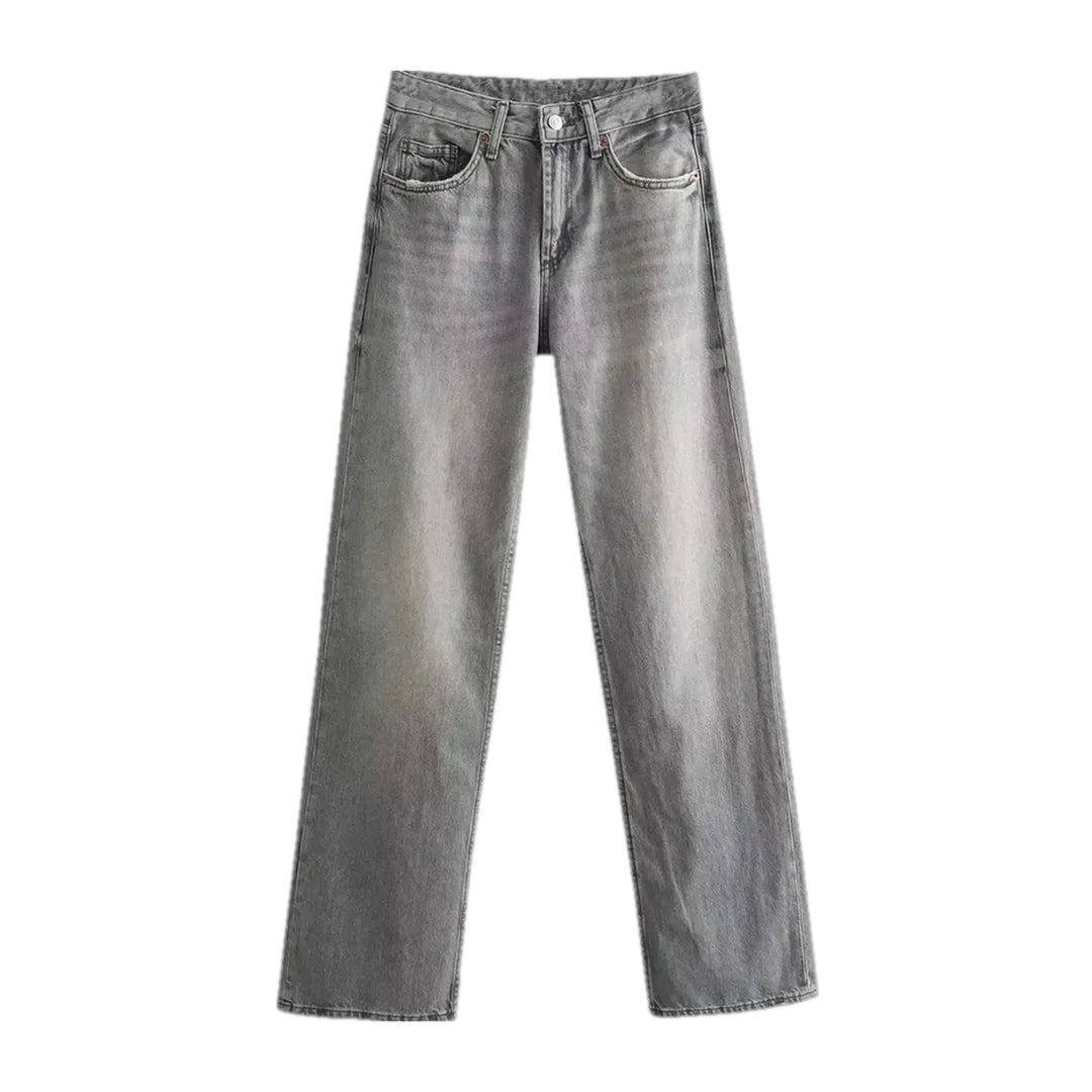 Faded Casual Jeans for Women - Grey