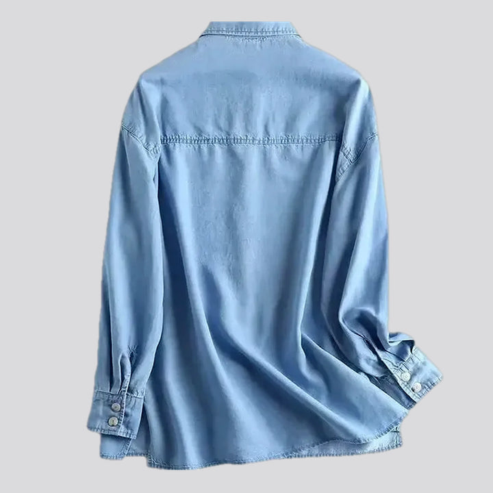 Extra-large light casual denim shirt for women