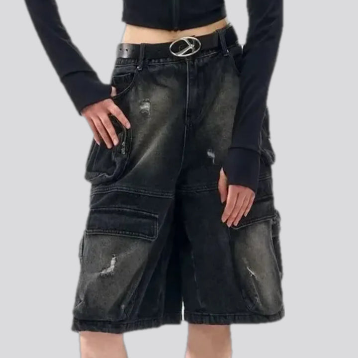 High-waist denim shorts for ladies