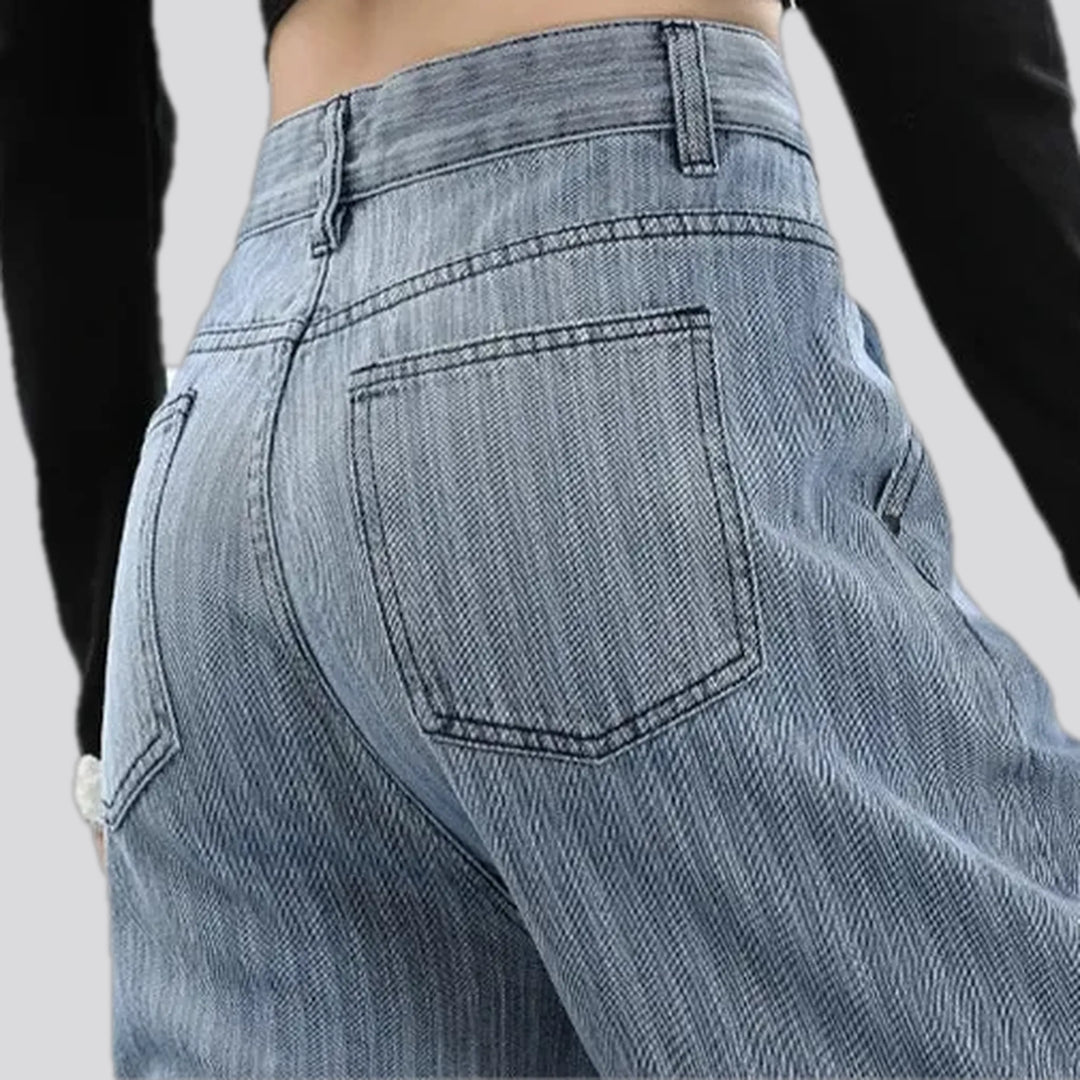 Fashion striped high waist women's jeans