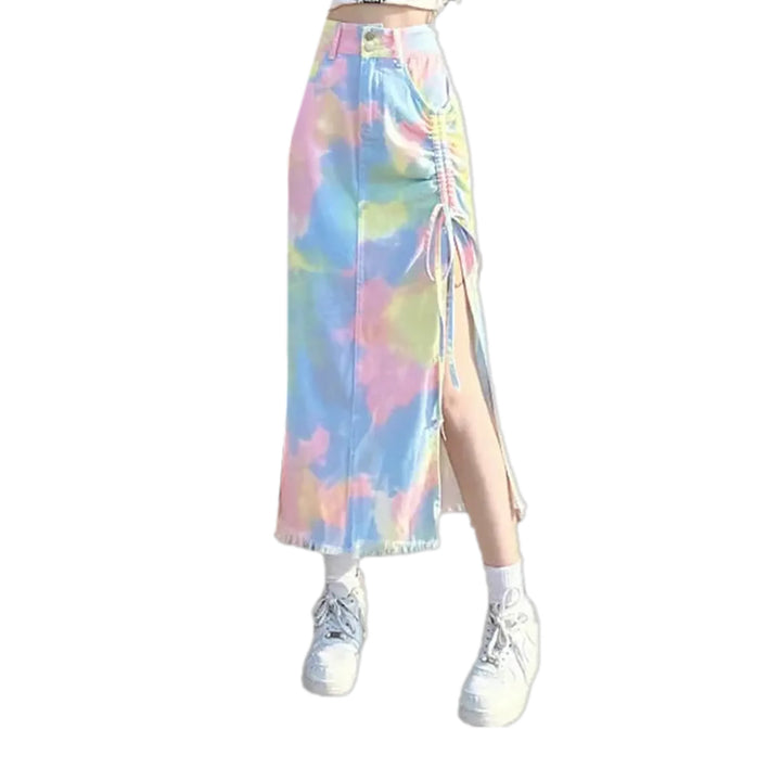 Fashionable Maxi Jeans Skirt - Light Blue