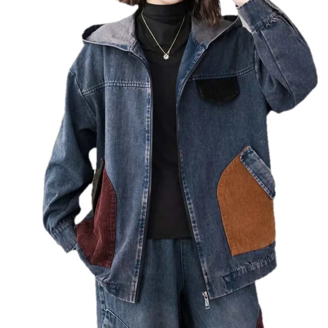 Trendy Multi-color Fashion Women's Jean Jacket - Blue