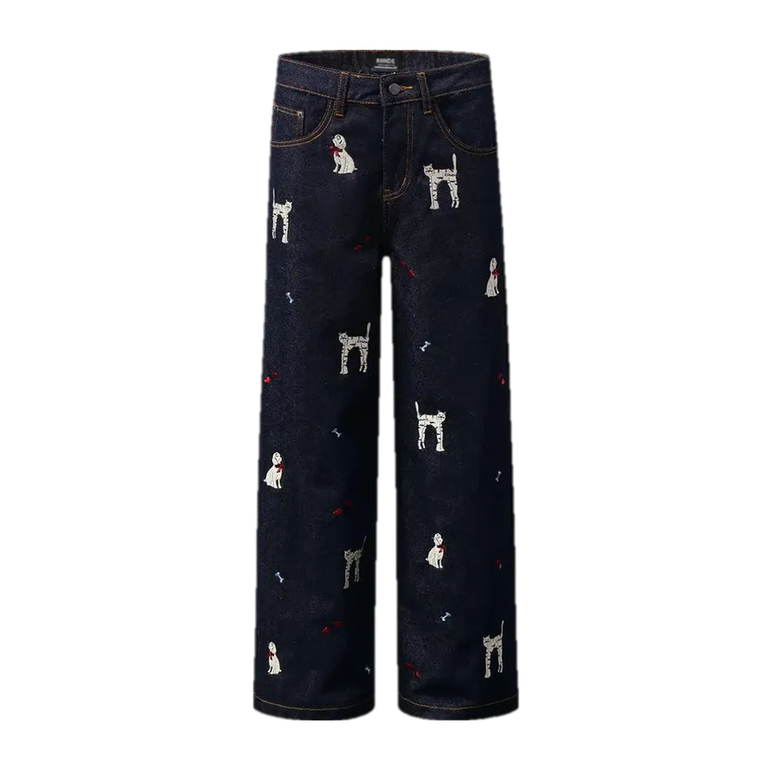 Multicolor Animal Print Fashion Jeans for Men - Dark Blue