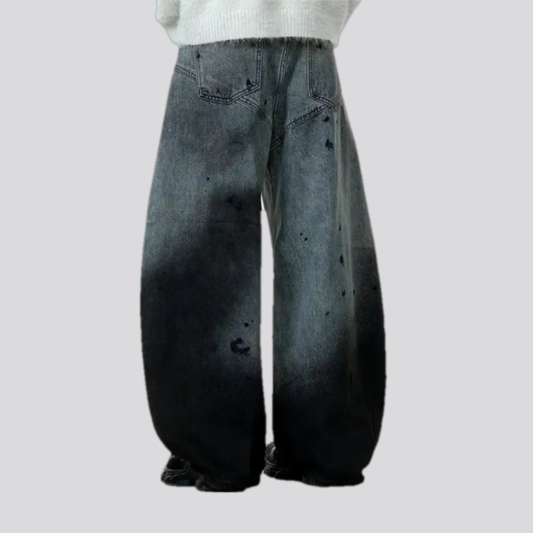 Retro paint pattern baggy men's jeans