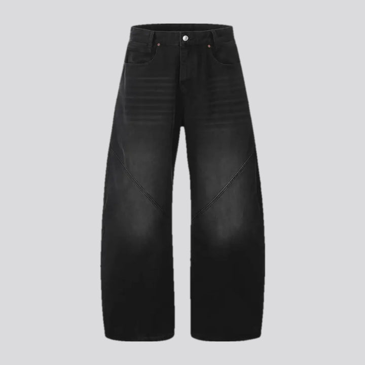 Whiskered seam detail men's denim pants