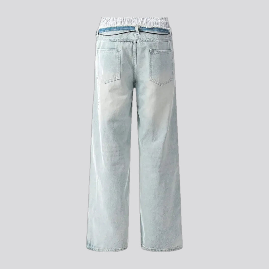 Light pattern mid rise men's jeans