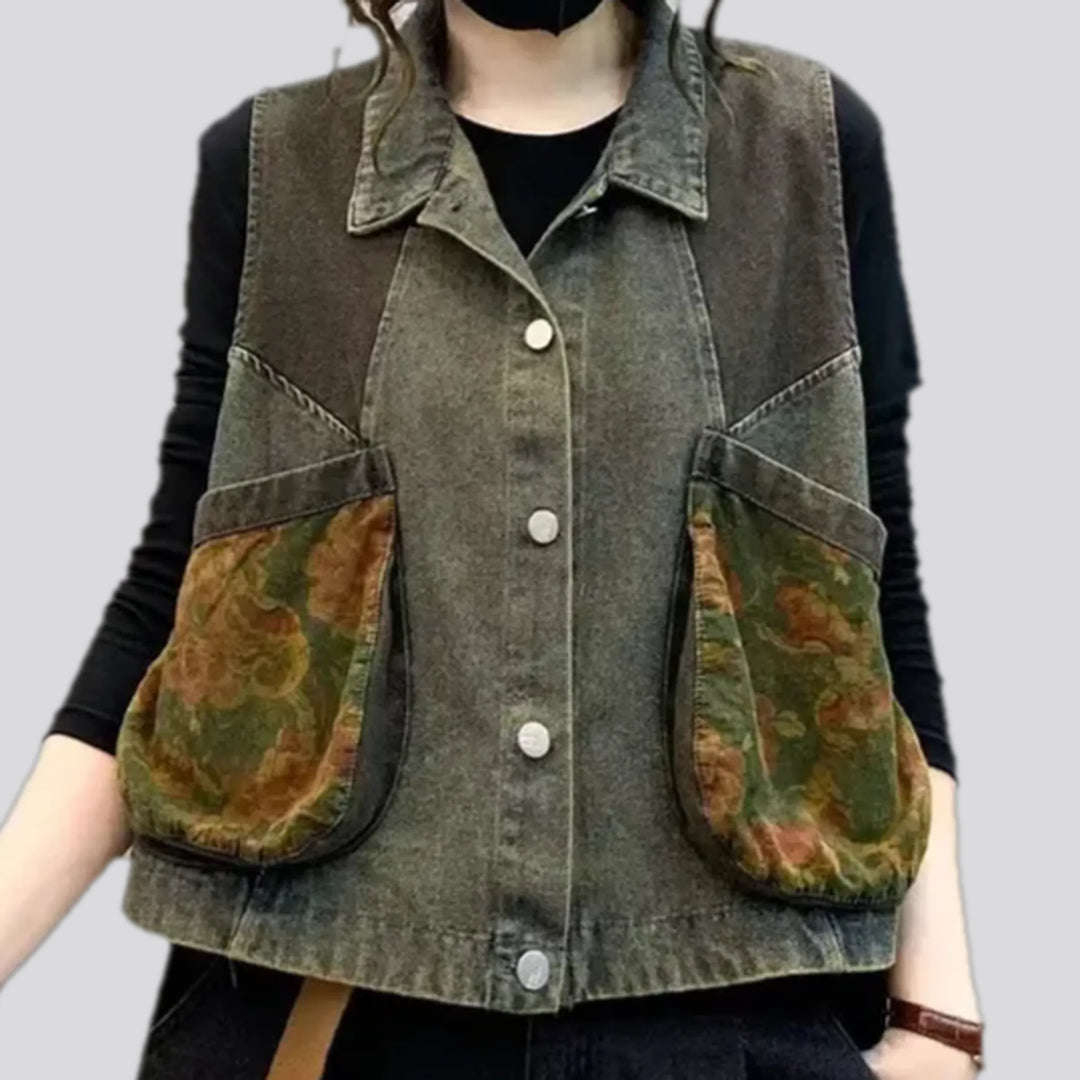 Trendy oversized jeans vest for women