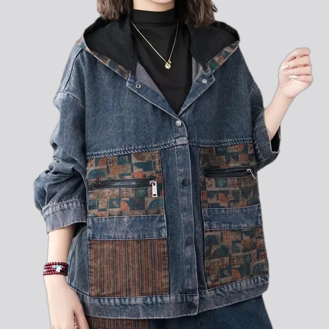 Casual ethnic oversized women's jeans jacket