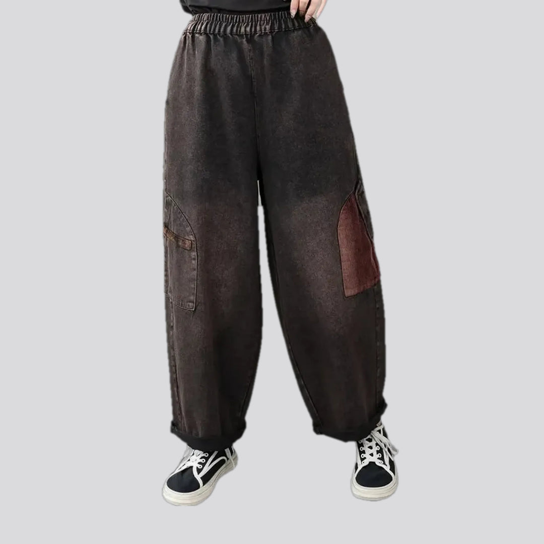 Faded lines casual boho corduroy pants for women