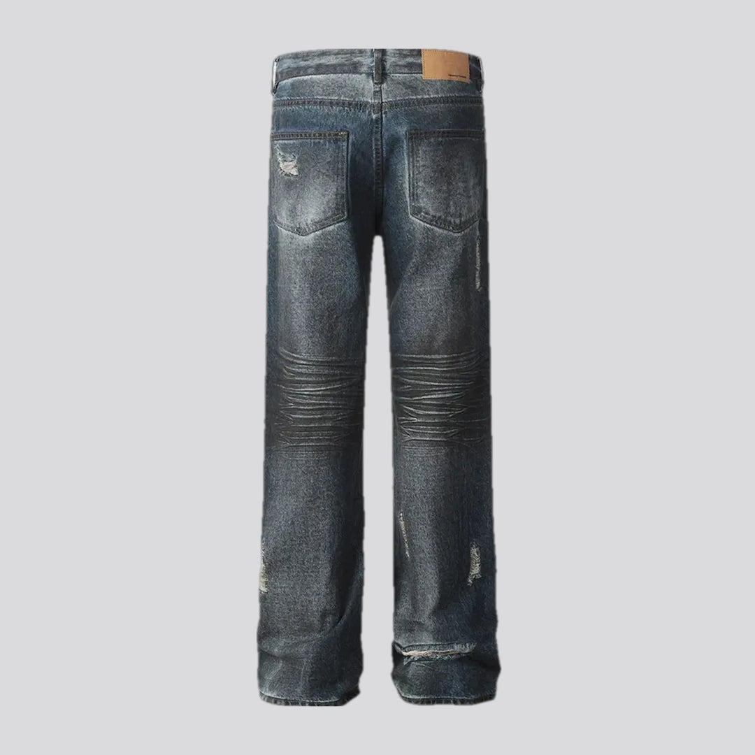 Fashionable mid rise baggy jeans for men