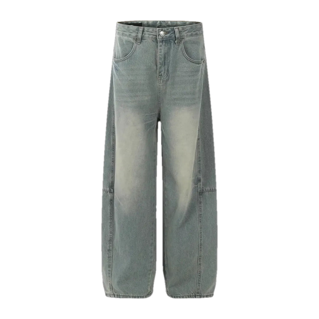 90s Style Slouchy Faded Men's Jeans - Grey