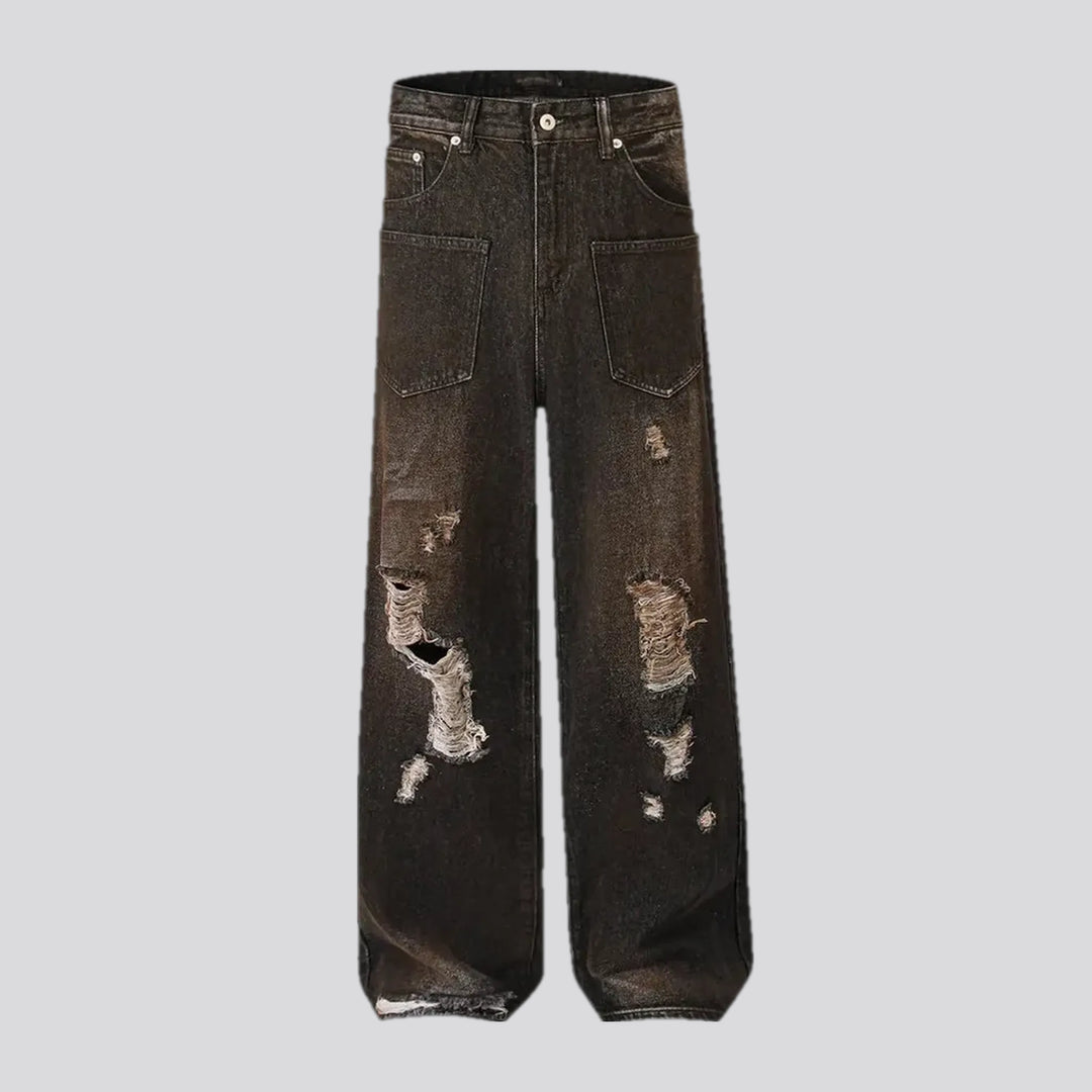 Vintage Frayed Baggy-leg Jeans for Men | Jeans4you.shop