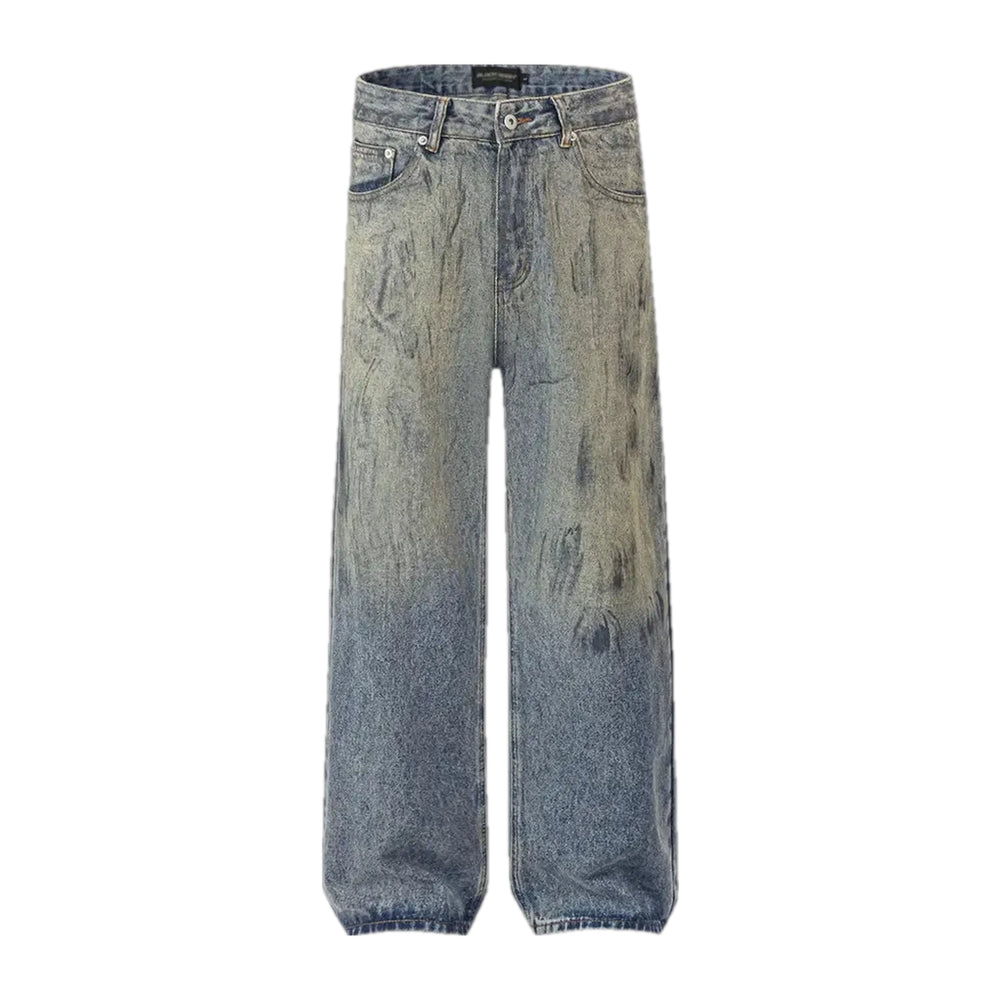 Washed Out Baggy Men's Jeans - Blue