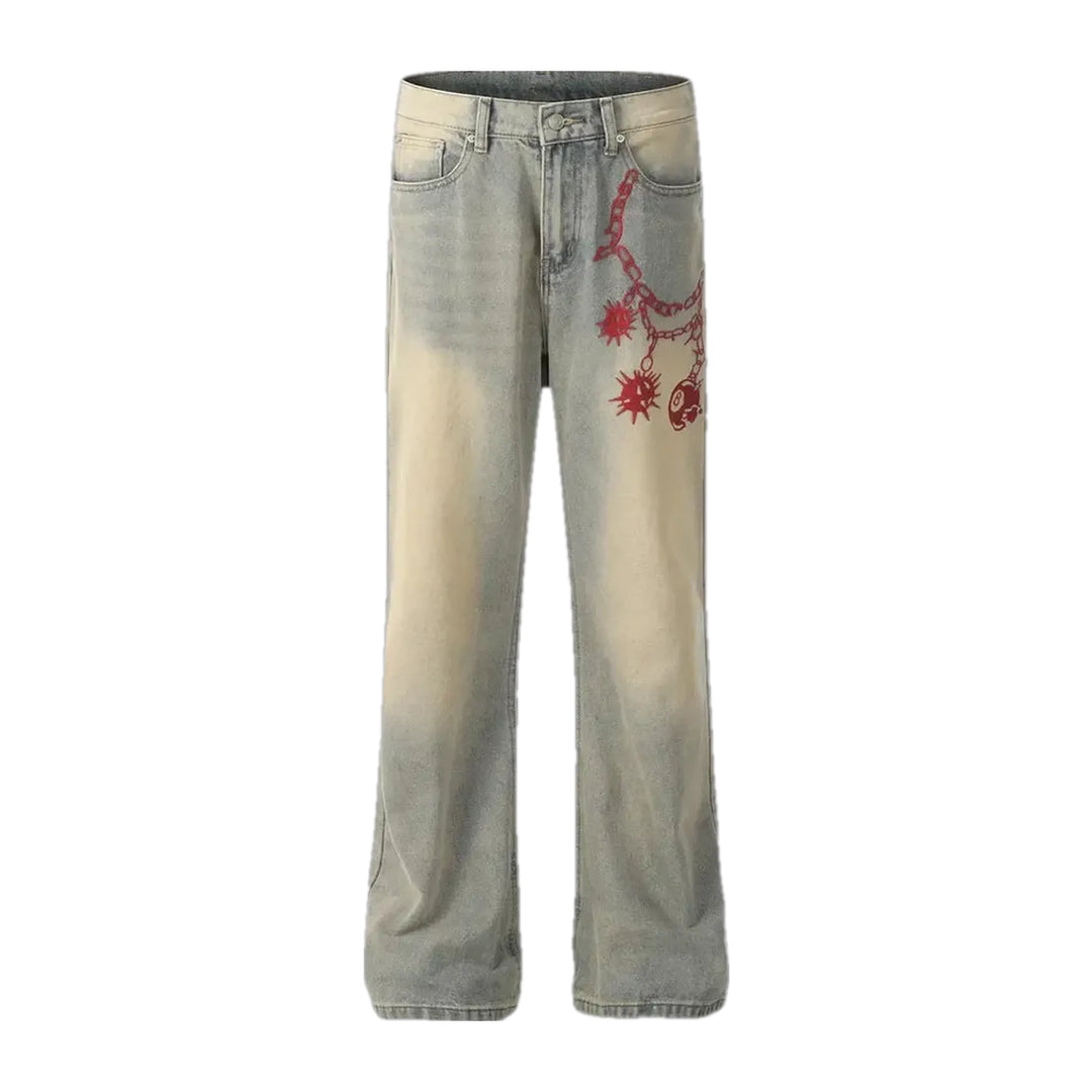 Abraded Fashion Jeans for Men - Grey