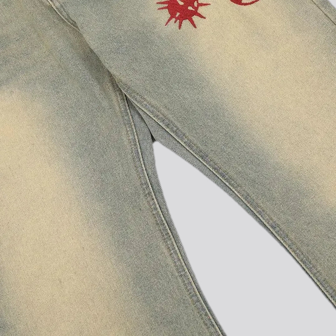 Abraded fashion jeans for men