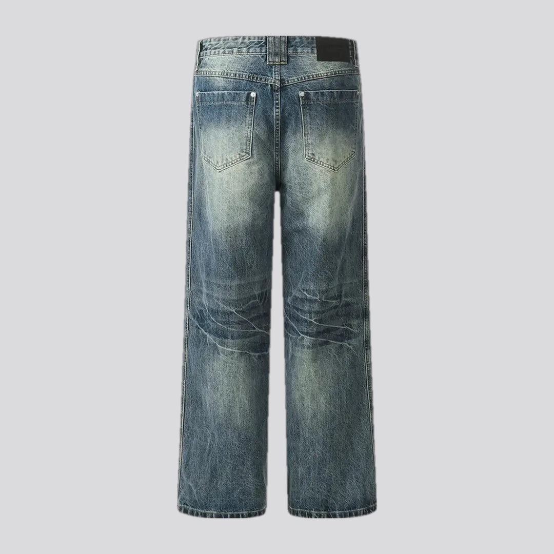 Faded wash men's jeans