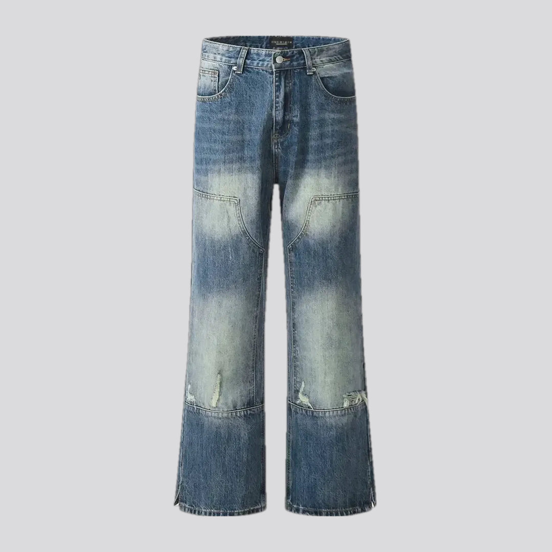 Mid rise distressed fashion men's jeans