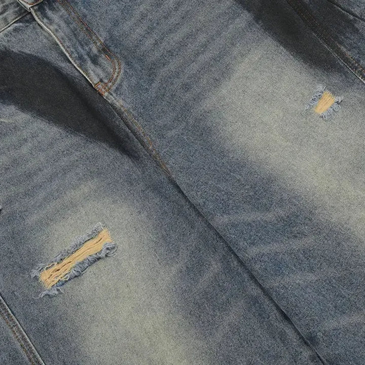 Fashionable faded wash men's jeans