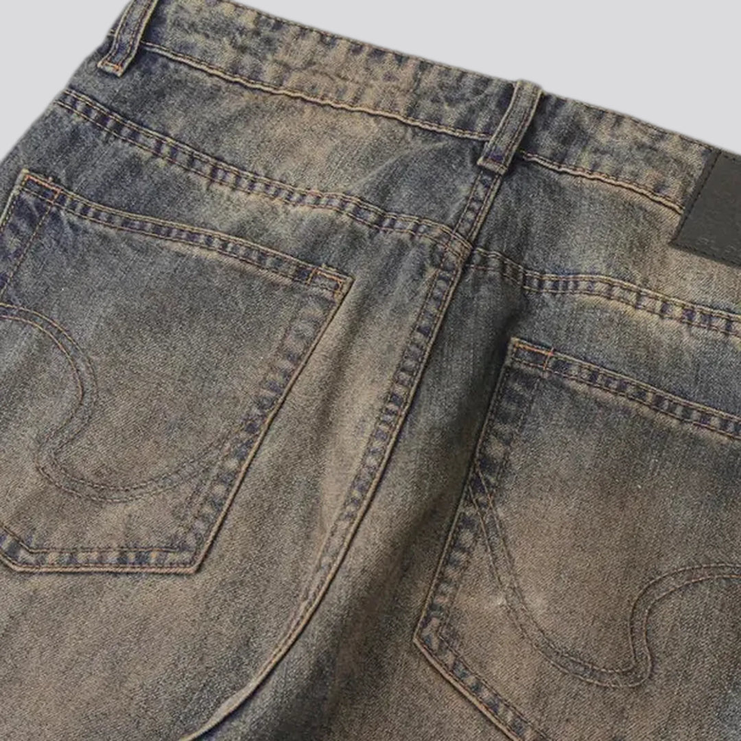 Mid rise wide fit grunge jeans for men