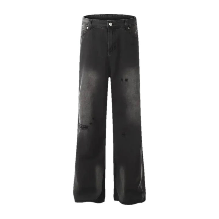 Grunge Style Men's Jeans - Black