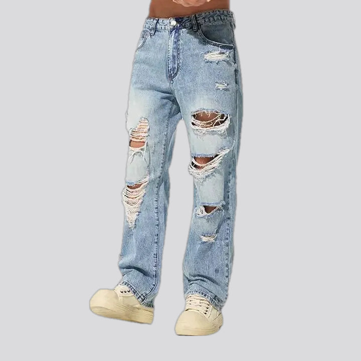 Loose fitting cutout grunge men's jeans