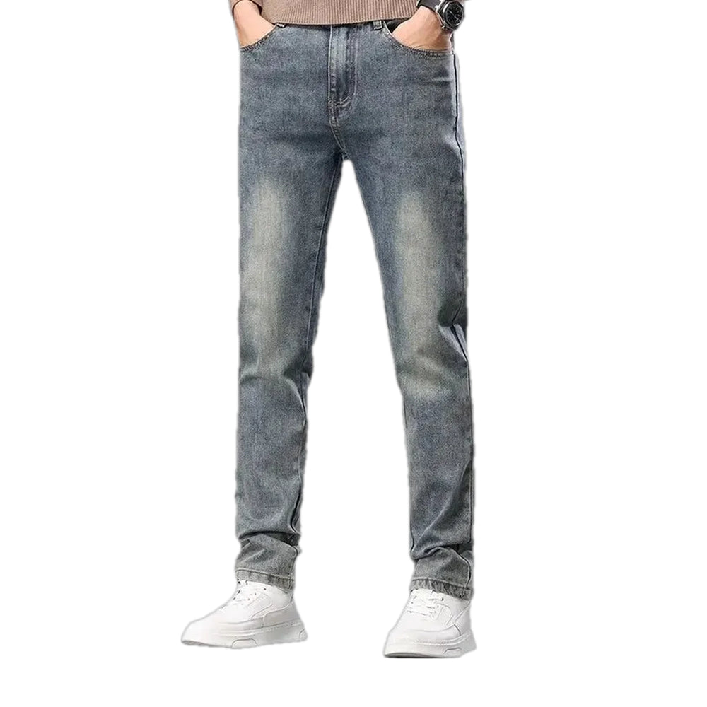 Slim-fitting Mid-rise Men's Jeans - Light Blue