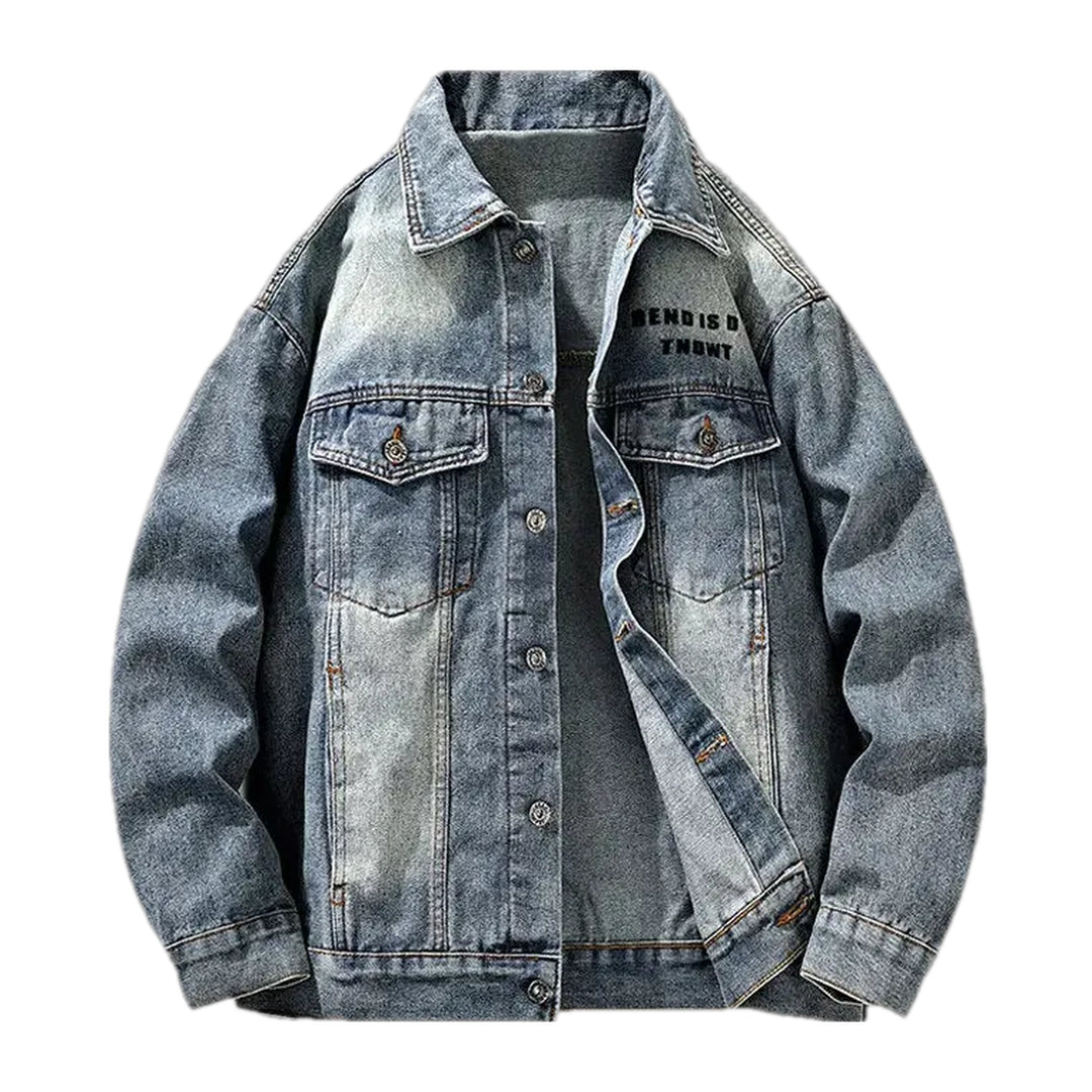 Boho Washed Out Regular Fit Men's Denim Jacket - Blue