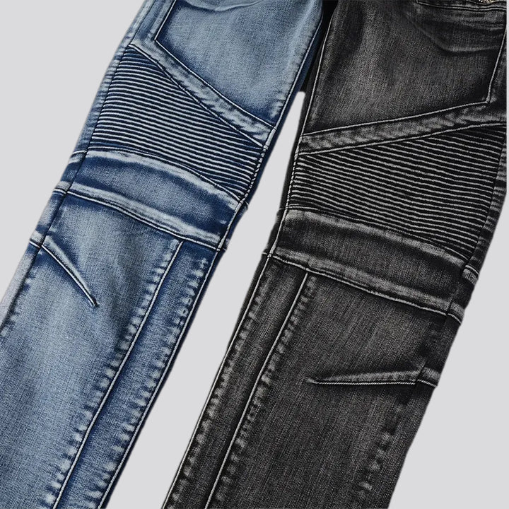 Retro creased tight fit men's jeans