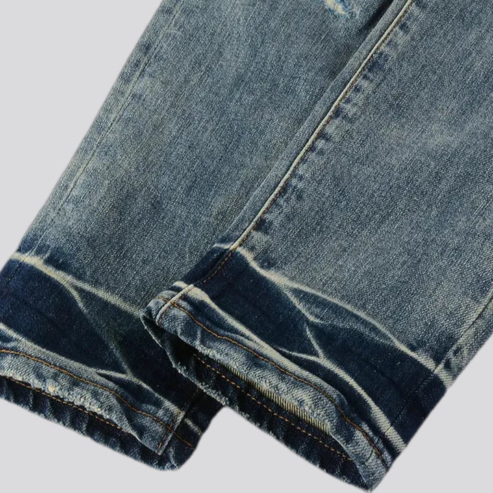 Skinny grunge style stonewashed men's jeans