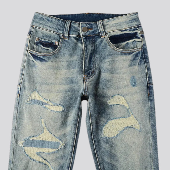 Skinny grunge style stonewashed men's jeans