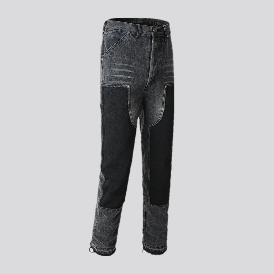 Mid rise retro whiskered jeans for men