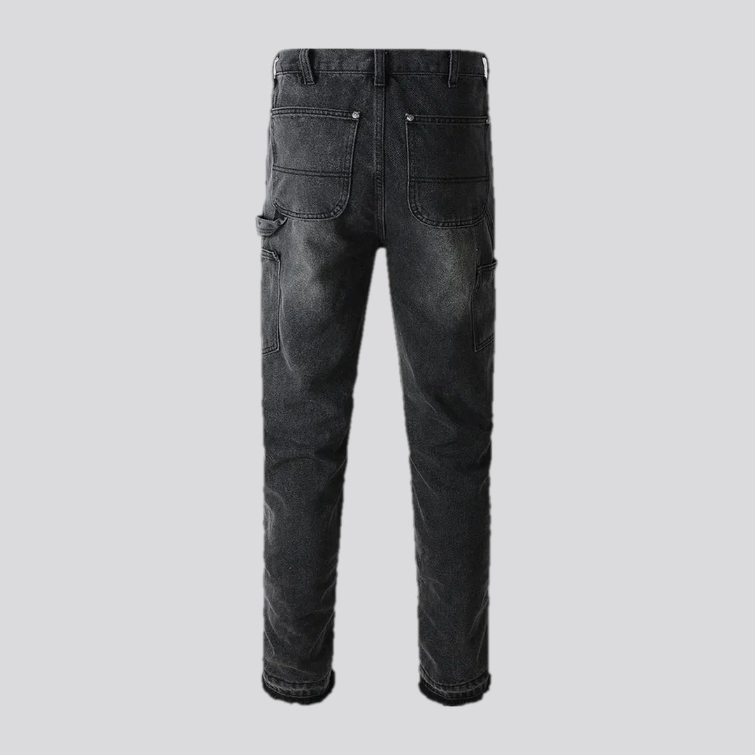 Mid rise retro whiskered jeans for men