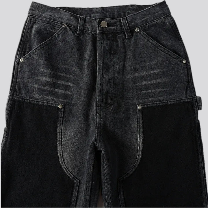 Mid rise retro whiskered jeans for men