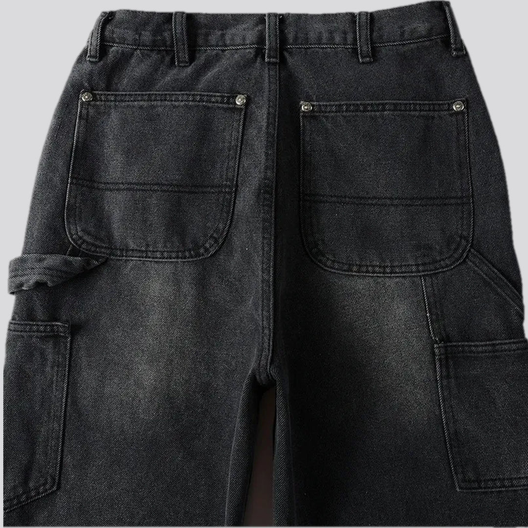 Mid rise retro whiskered jeans for men