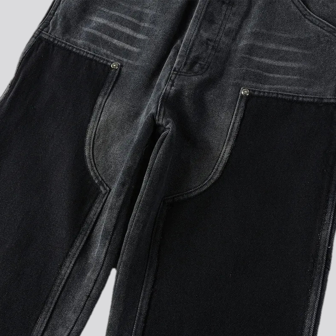 Mid rise retro whiskered jeans for men