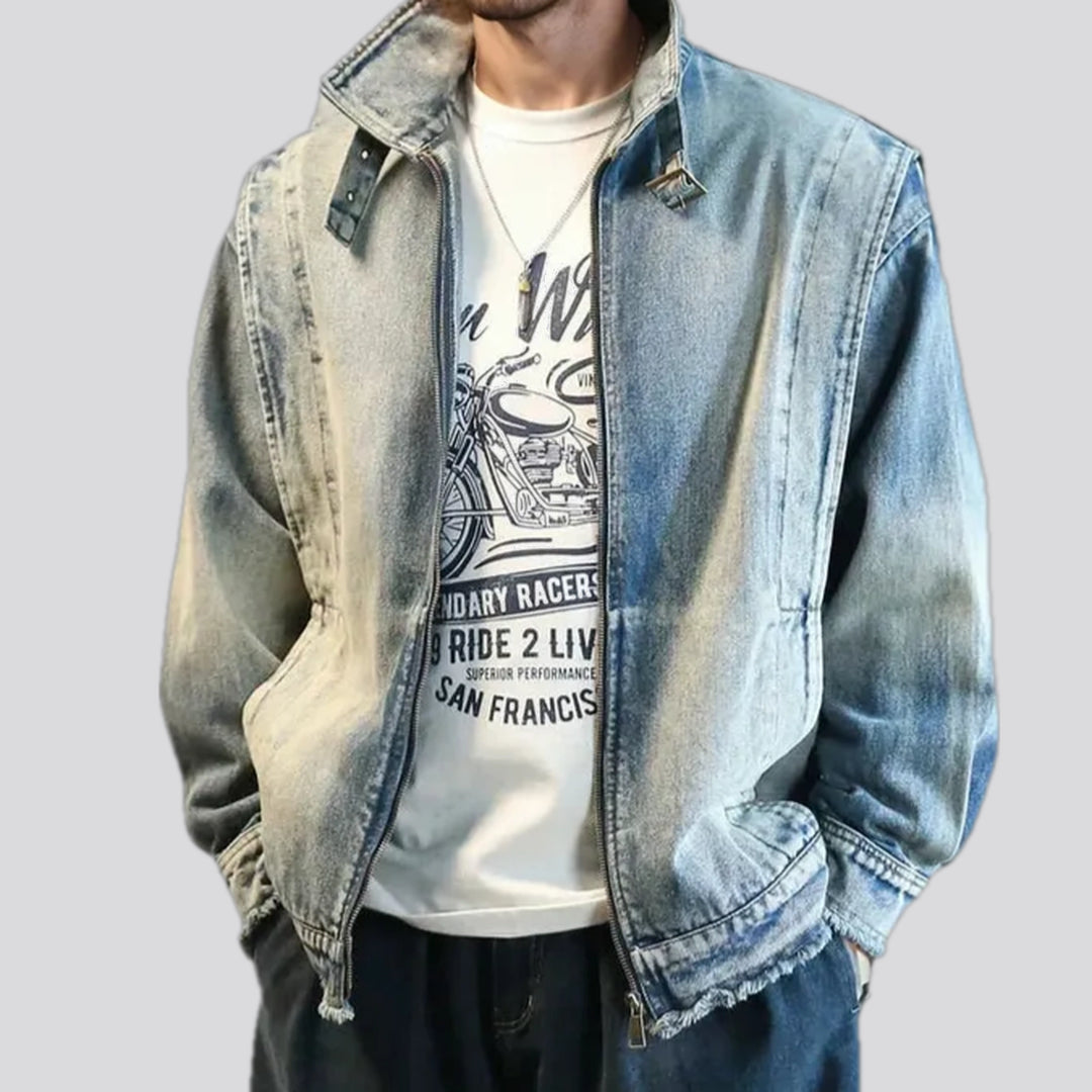 Lightweight faded grunge jeans jacket for men