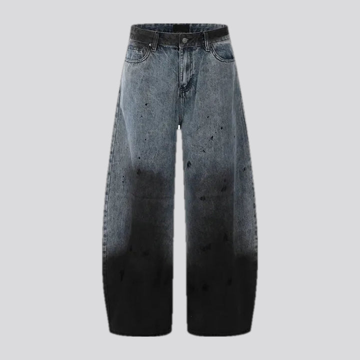 Dark paint boho men's jeans