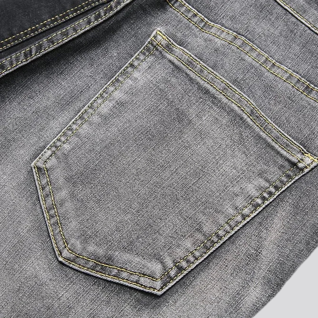 Elastic mid rise jeans for men