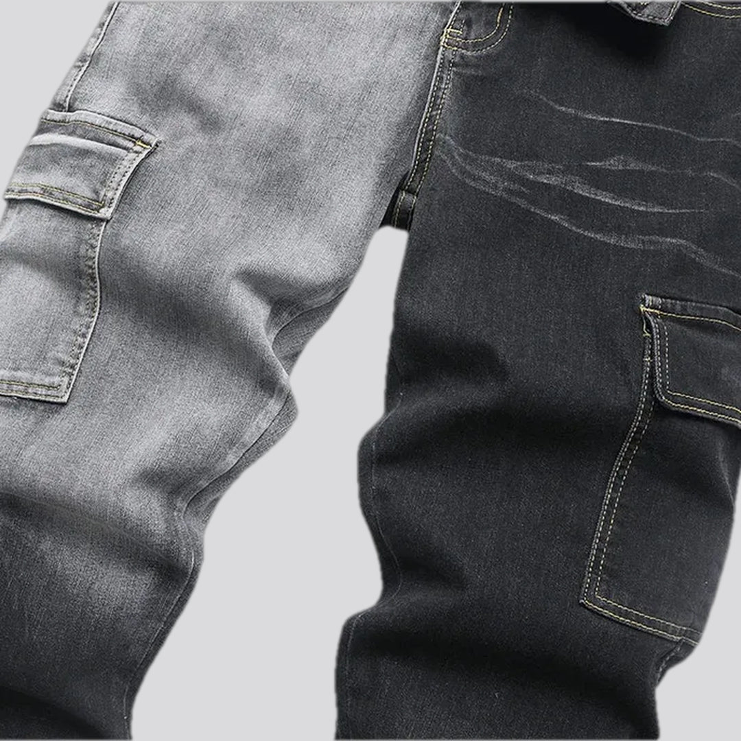 Elastic mid rise jeans for men