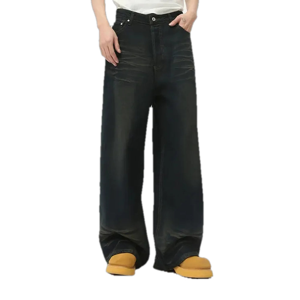 Sanded Stylish Men's Jeans - Black