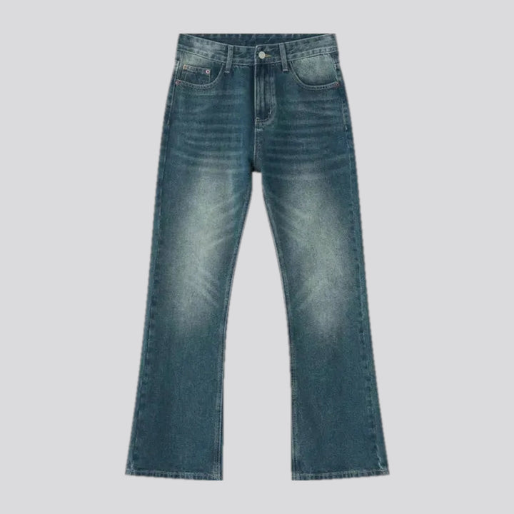 Mid rise light creased men's jeans