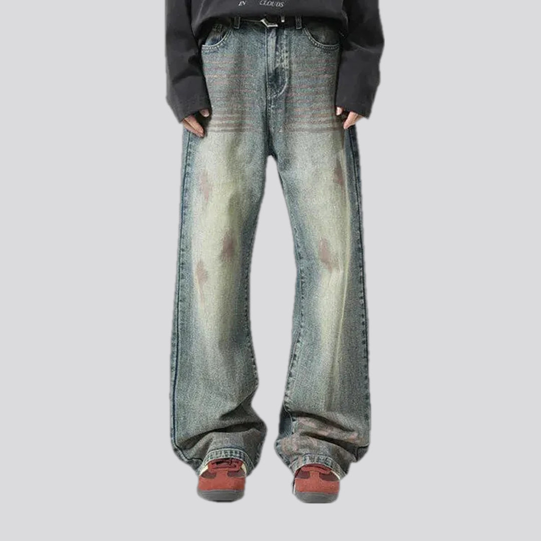 Stonewashed faded stylish men's jeans