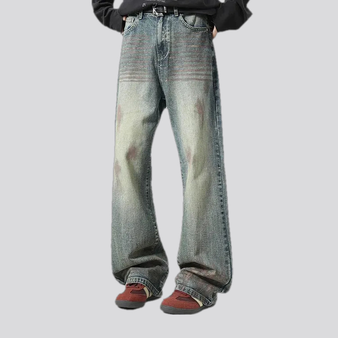 Stonewashed faded stylish men's jeans